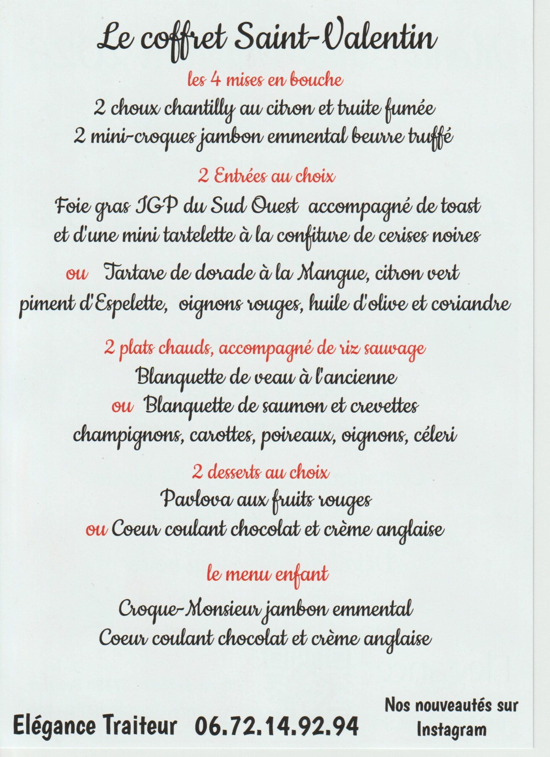 Menu Festif traiteur Saint Valentin Elegance traiteur 77 Seine et marne Paris Val de marne 94 Île de France 1 Menu Festif traiteur Saint Valentin Elegance traiteur 77 Seine et marne Paris Val de marne 94 Île de France 1